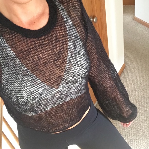 Urban Outfitters Sweaters - UO BLACK MESH BELL SLEEVE SWEATER
